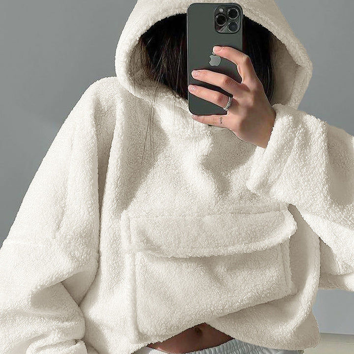 Dame Oversized Fleece-hoodie med hætte og kængurulomme Stilla