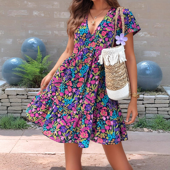 Damer smigrende Floral Print A-linje kjole Stilla