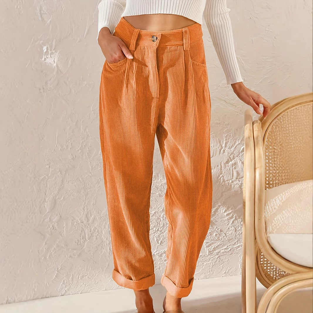 Dame mode højtaljede stofbukser med praktiske lommer Stilla