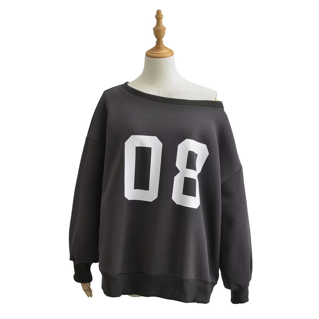 Dame Oversized Sweatshirt med sporty print og afslappet snit Stilla