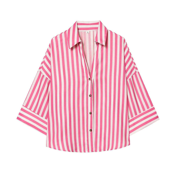 Kvinders moderne stribet bluse skjorte med oversized snit Stilla