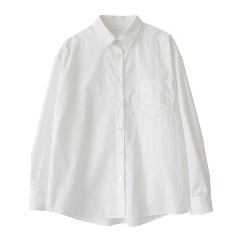 Dame oversized bomuldsbluse med afslappet snit og brystlomme Stilla