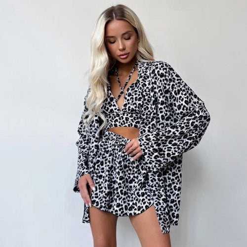 Dame Kimono-Nattøj med leopardmønster og løs pasform Stilla