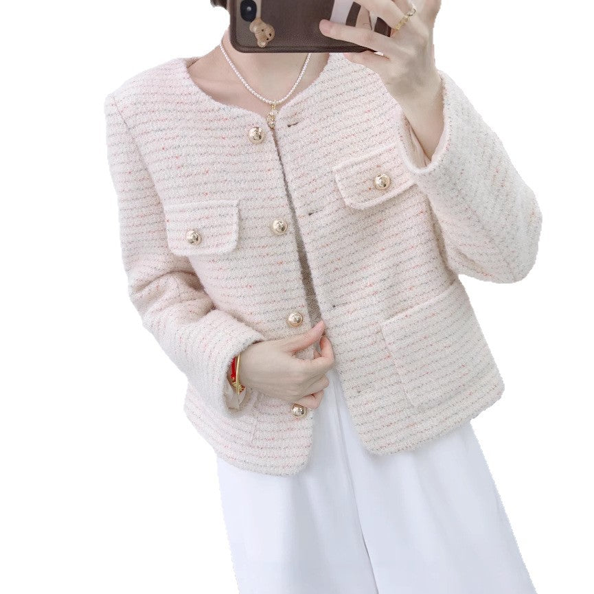 Dame Tweed-jakke med elegant knap-design og moderigtige lommer Stilla