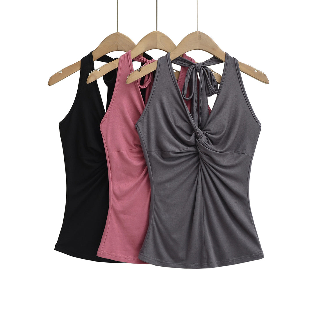 Dame Sporty Top med justerbar rygdetalje og raffineret drapering Stilla
