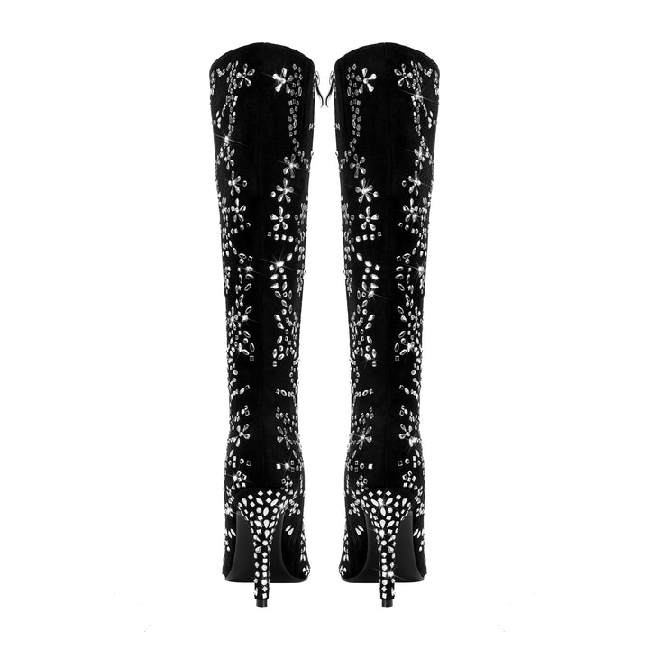 Femme Over-the-Knee Stiletto støvler med dekorative florale udsmykninger Stilla