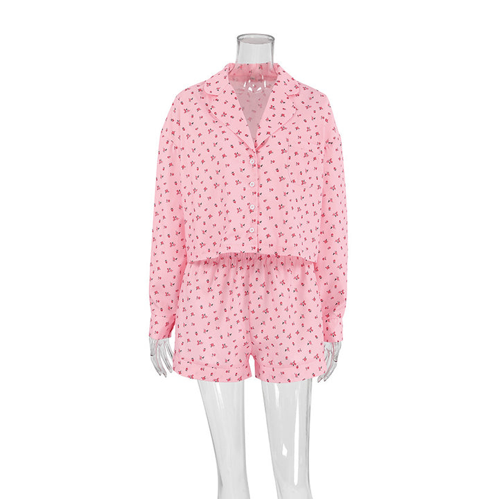 Dame pyjamasæt med blomsterprint og løs pasform Stilla