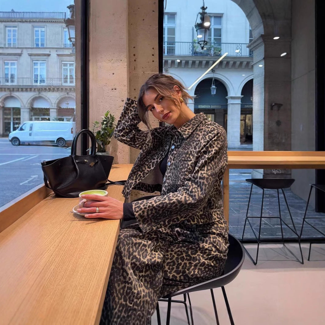 Dame Leopard-Print Kort Jakke Stilla