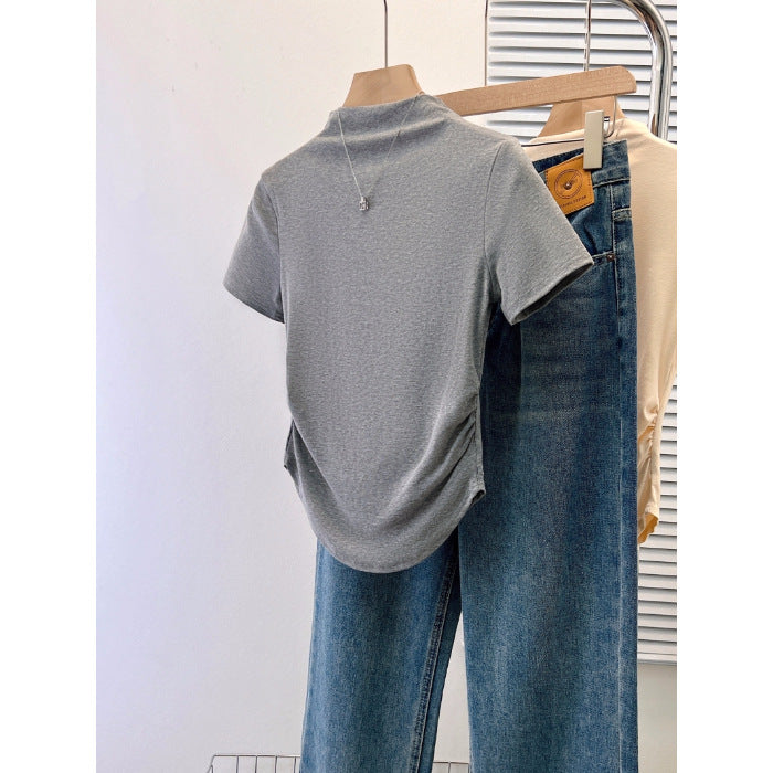 Dame Premium Tætsiddende Kortærmet T-shirt med Elegant Rygdekoration Stilla