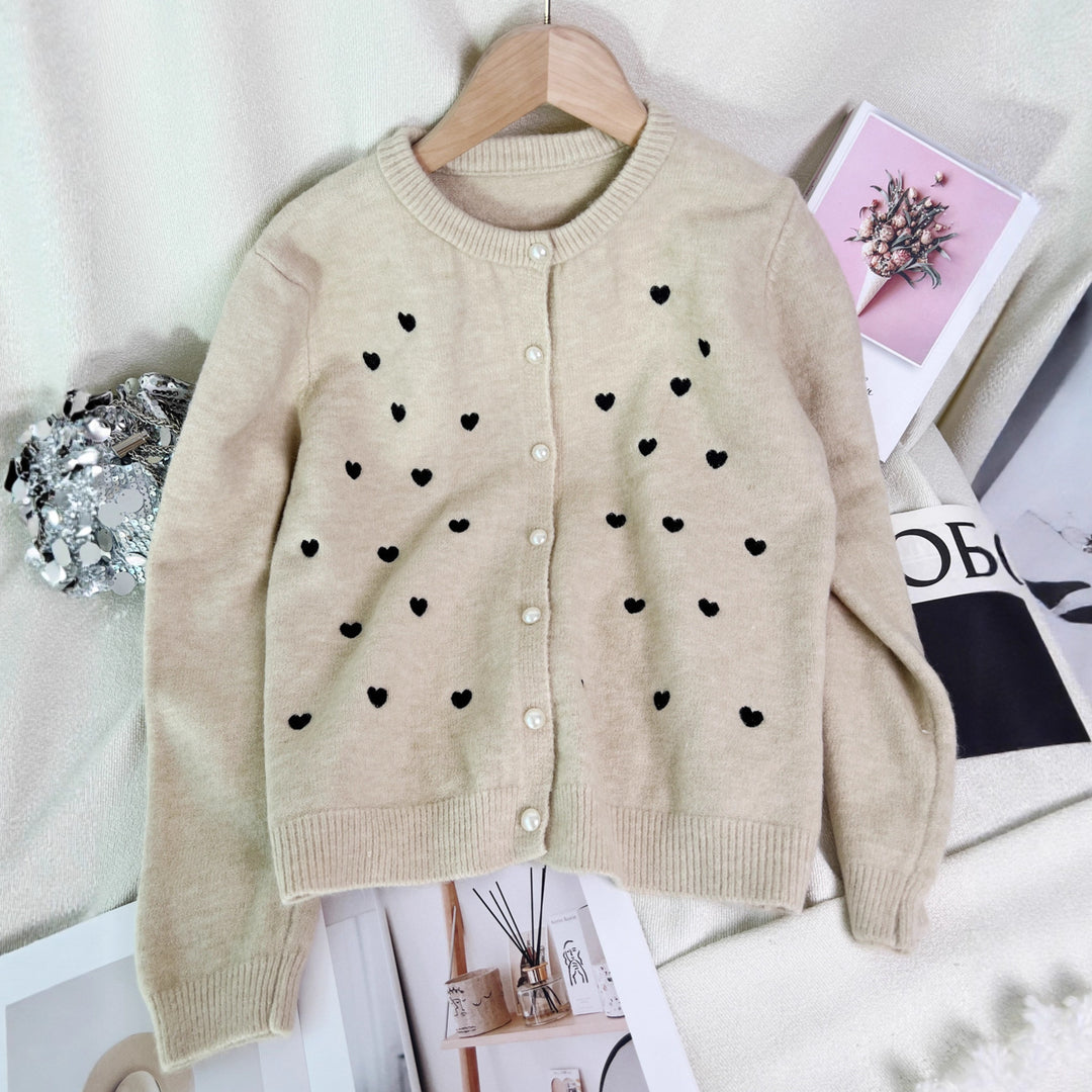Dame Hjerte Motiv Cardigan Stilla
