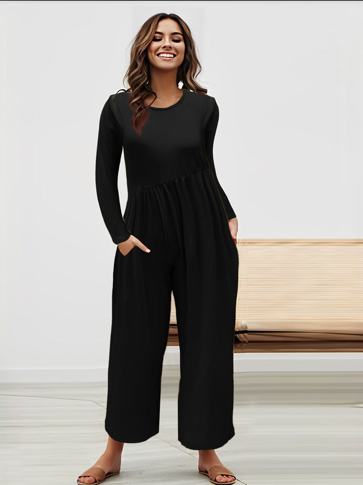 Dame overdimensioneret jumpsuit med sidelining og bredt ben Stilla