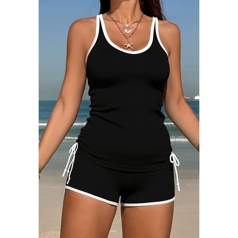 Dame Sporty Tankini-sæt med hævet snit og justerbare stropper Skovae