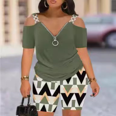 Dame Fashionabel Jumpsuit med Off-Shoulder-Udskæring og Lynlås Skovae