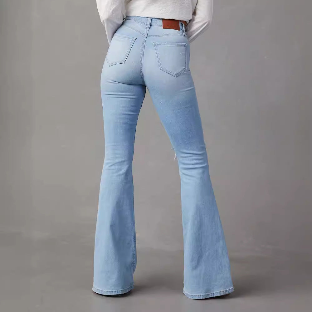 Dameflared jeans med trendy destroyed effect Stilla