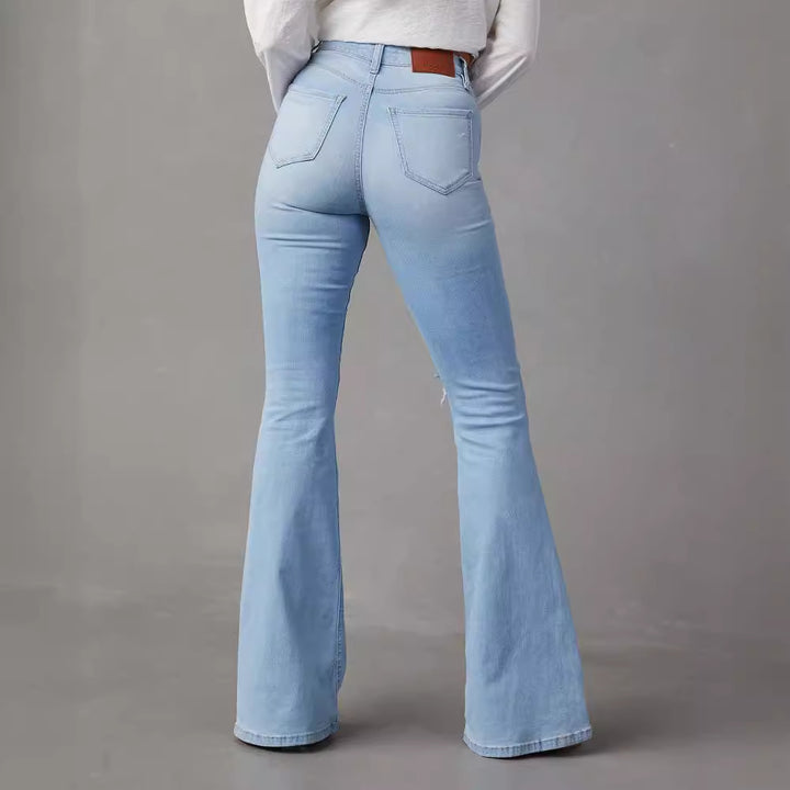 Dameflared jeans med trendy destroyed effect Stilla
