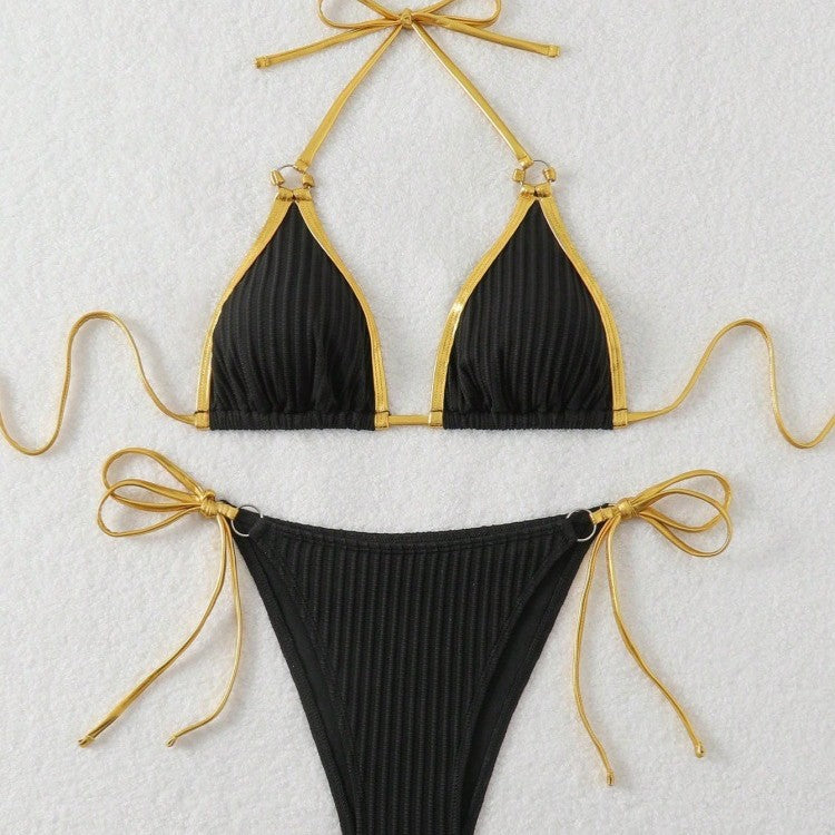 Dame bikini sæt med blanke accenter og justerbare bindebånd Skovae