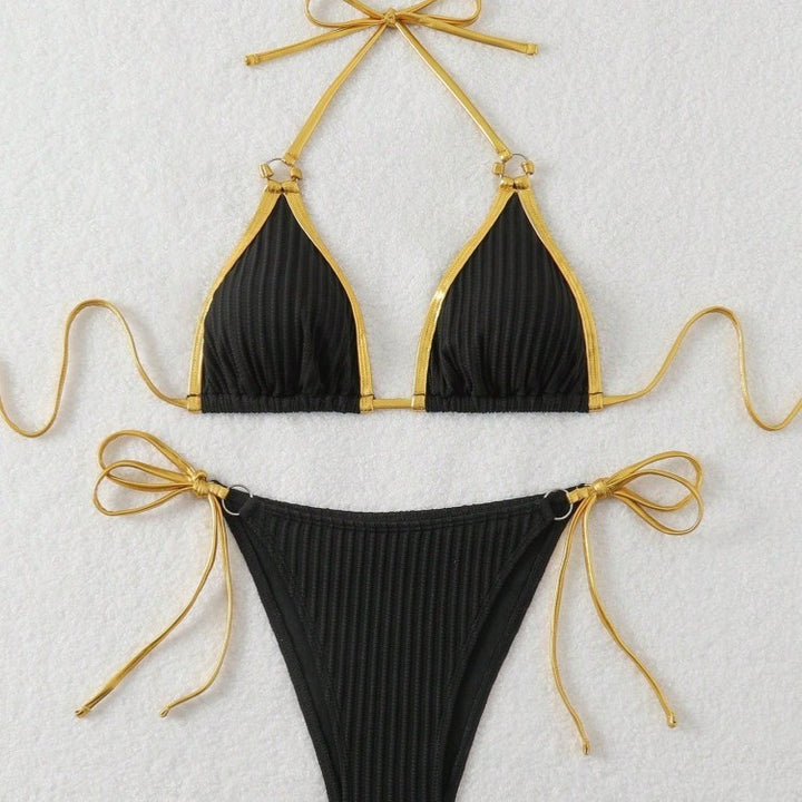 Dame bikini sæt med blanke accenter og justerbare bindebånd Skovae