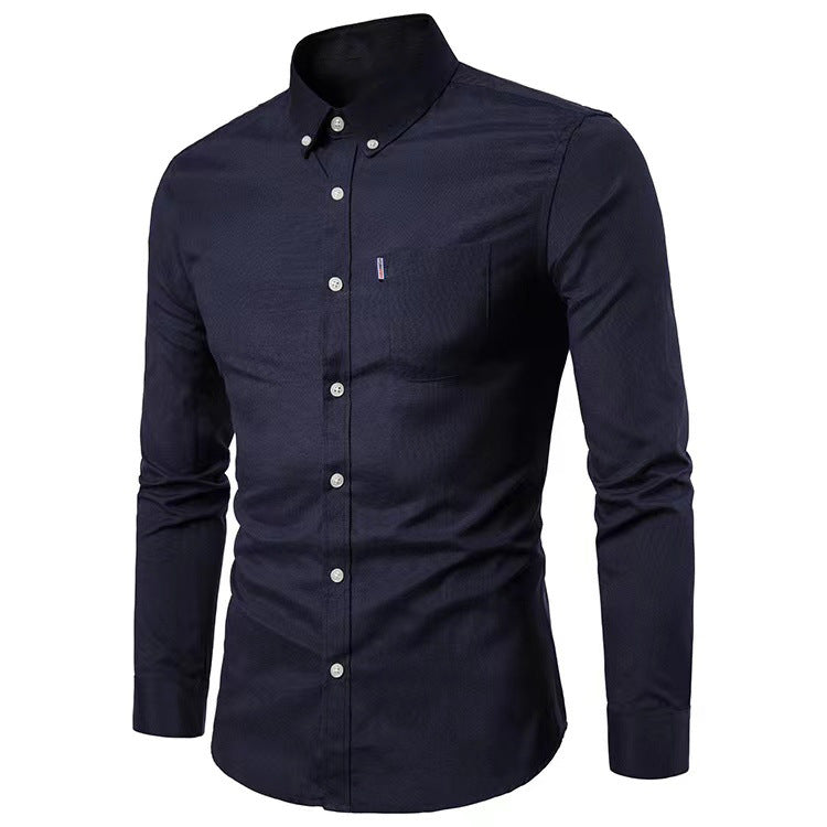 Herrer nan figursyet Oxford-skjorte med Button-Down-krave og brystlomma Skovae