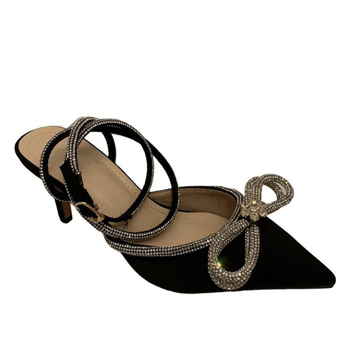 Dame Sling Heels med funklende sten detaljer og delikat sløjfe dekoration Stilla