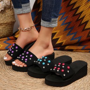 Dame Plateau-Sandaler med farverige Strasssten Stilla