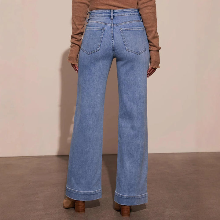 Dame brede jeans med høj talje og iøjnefaldende lommer Stilla