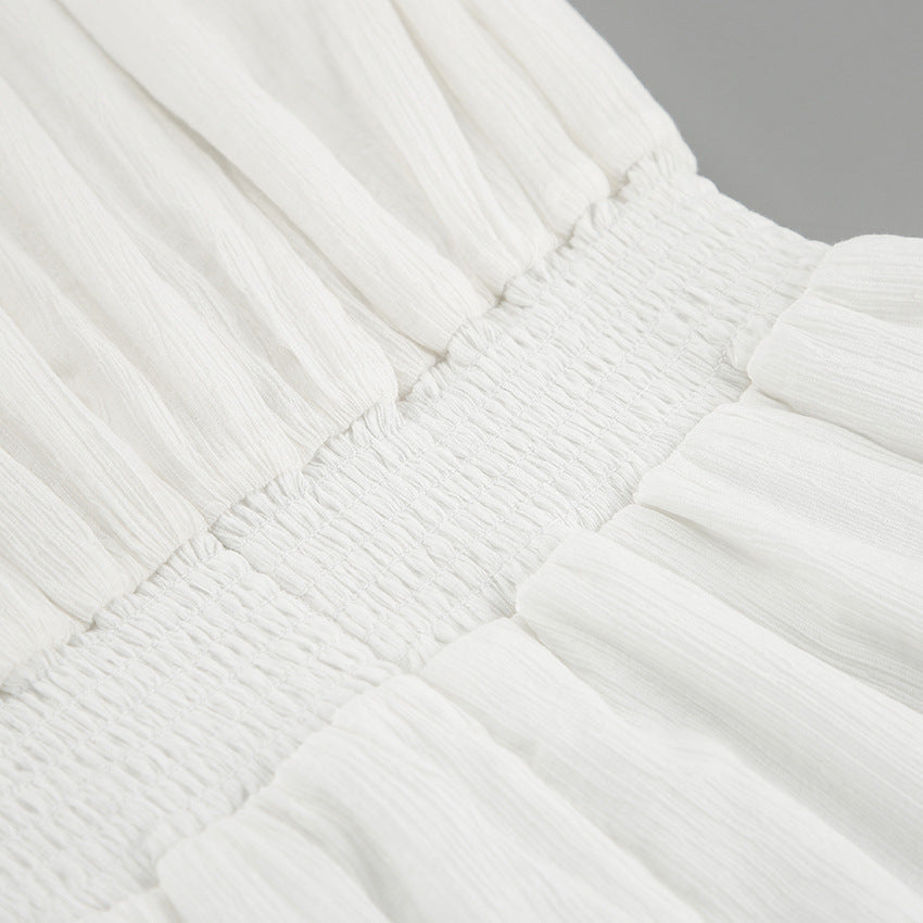 Dame volangskjole med gummibånd og flydende skirt Stilla