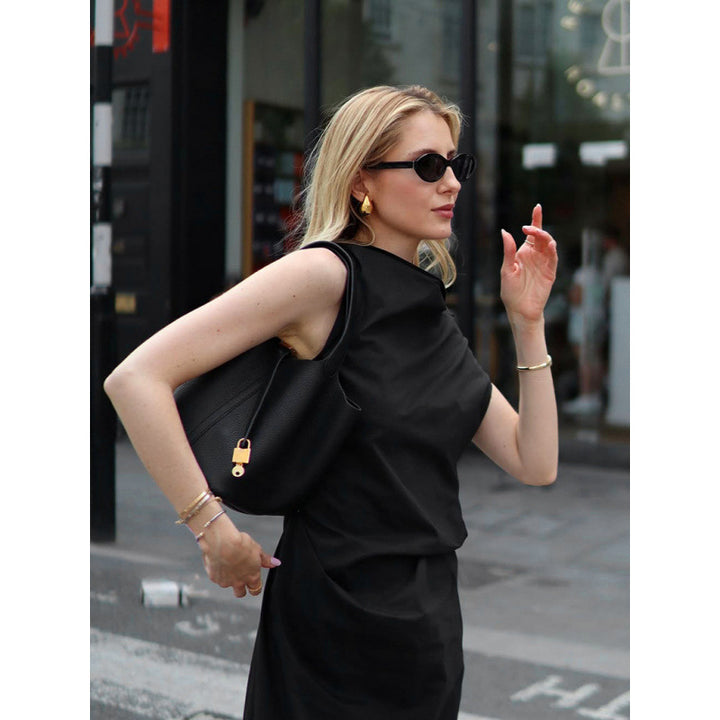 Damen elegantes Wickelkleid mit asymmetrischem Schnitt und schickem Taillendetail Skovae