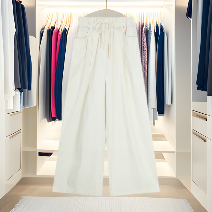 Damer bred High-Waist-joggingbukser med elastisk talje og sidelommer Stilla