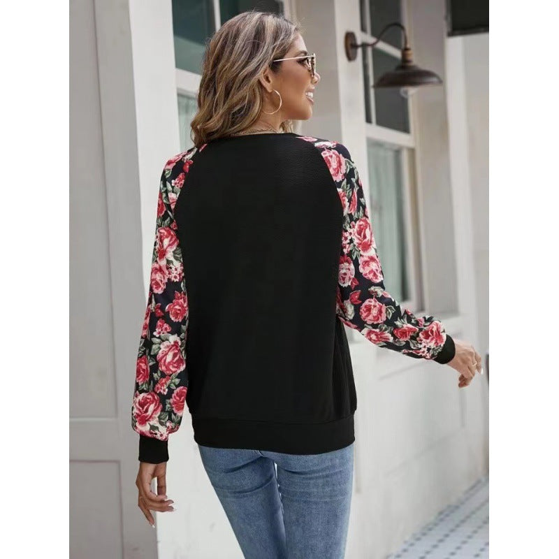 Dame sweatshirt med floral ærmedesign Stilla