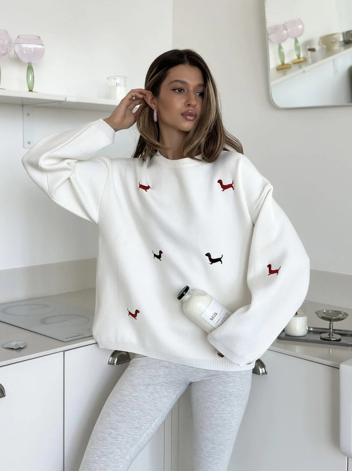 Kvindernes hyggelige sweatshirt med legende dyremotiv Stilla