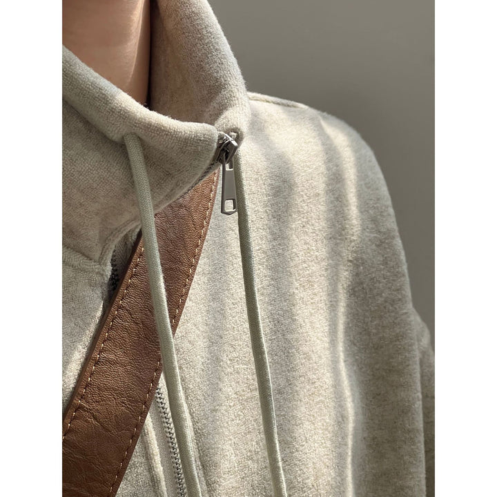 Dame afslappet Sweatshirt-Jogger-kombination med høj krave og lynlås Stilla