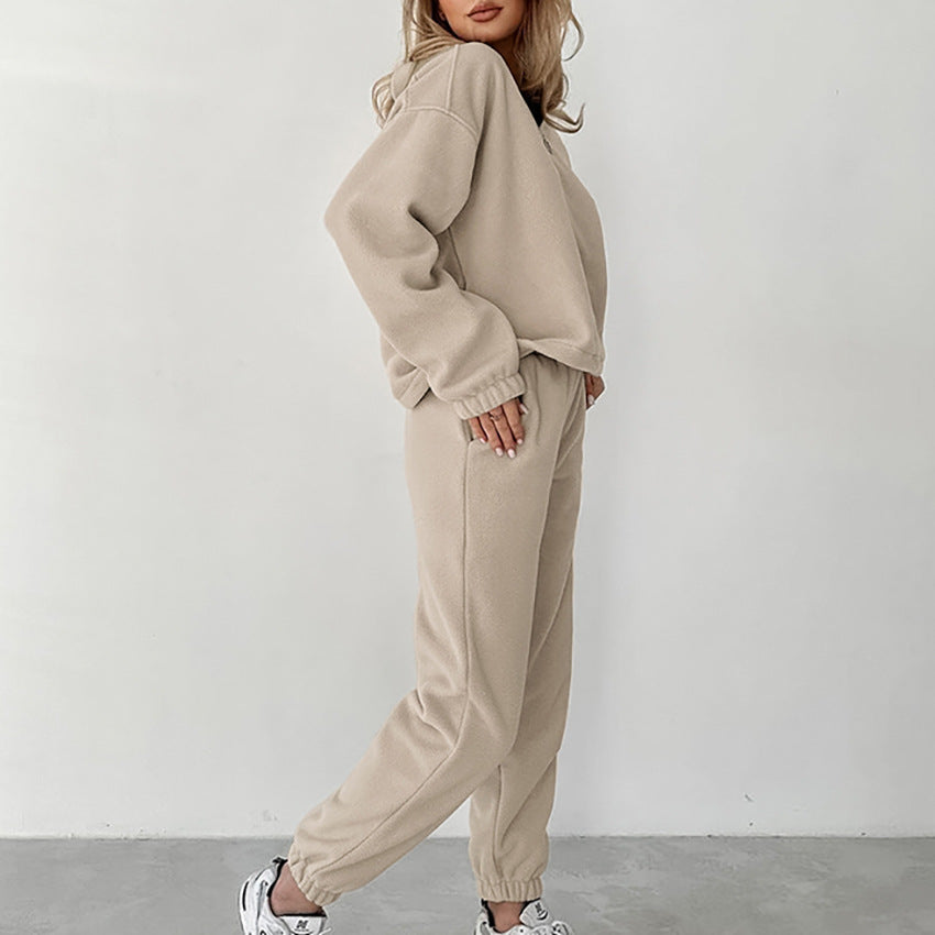 Dame Fleece fritidsdragt med moderne ståkrave og lynlås Stilla