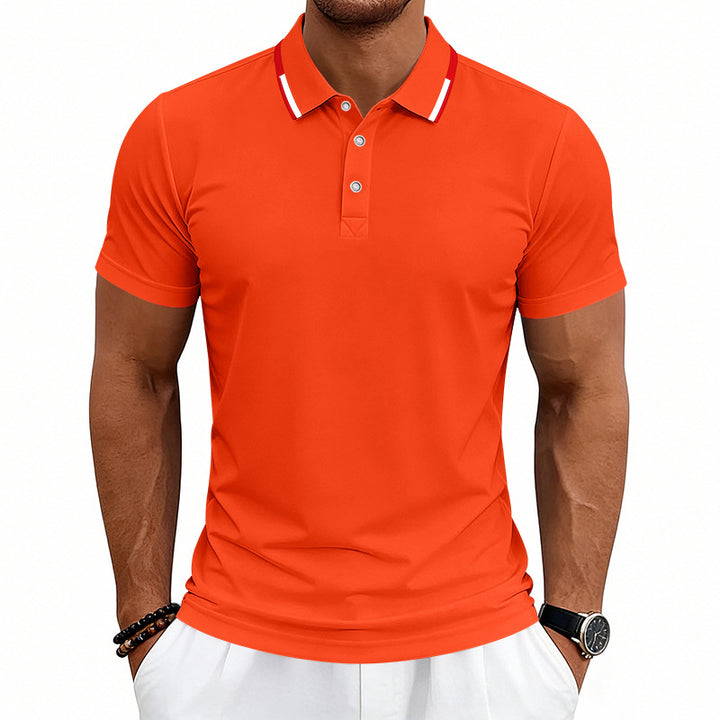 Herrer nan tailored kortærmet polo shirt med kontrastkrave i åndbart piqué Skovae