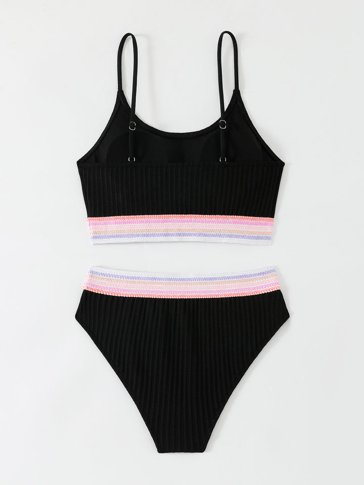 Dame Bikiniset med bred elastisk talje og rippet struktur Skovae