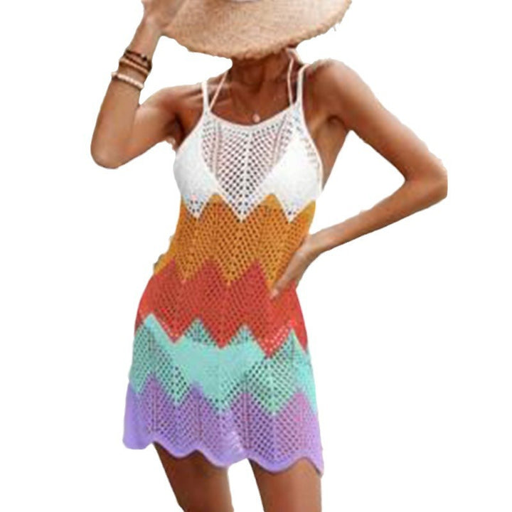 Dame luftig strandsarong med bølgemønster og gennemsigtigt design Stilla