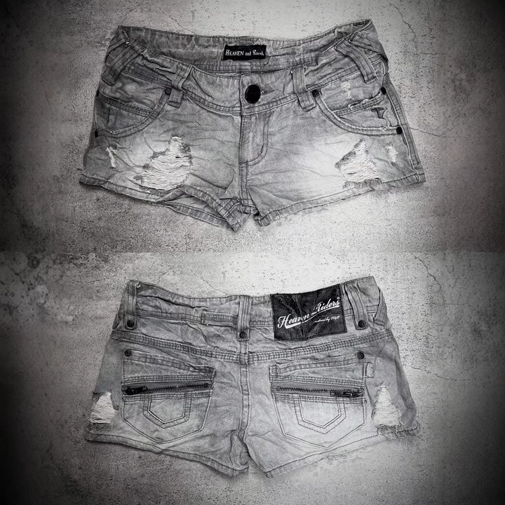 Dame trendy Jeans-Shorts med distressed detaljer Skovae