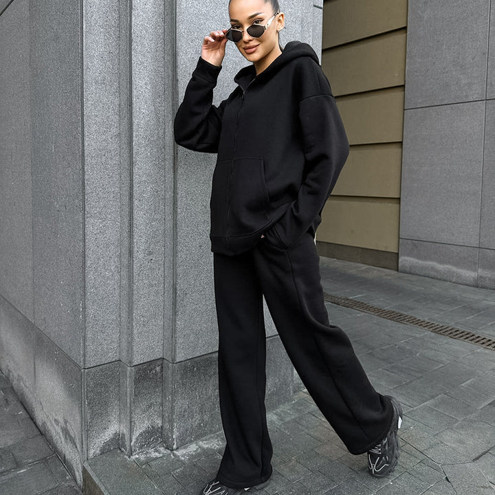 Dame Oversized Fritidsdragt i blødt fleece med praktiske lommer Stilla