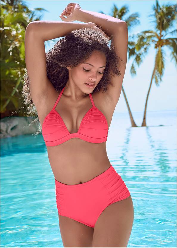 Dame højtaljet bikini med feminint flæse design Skovae