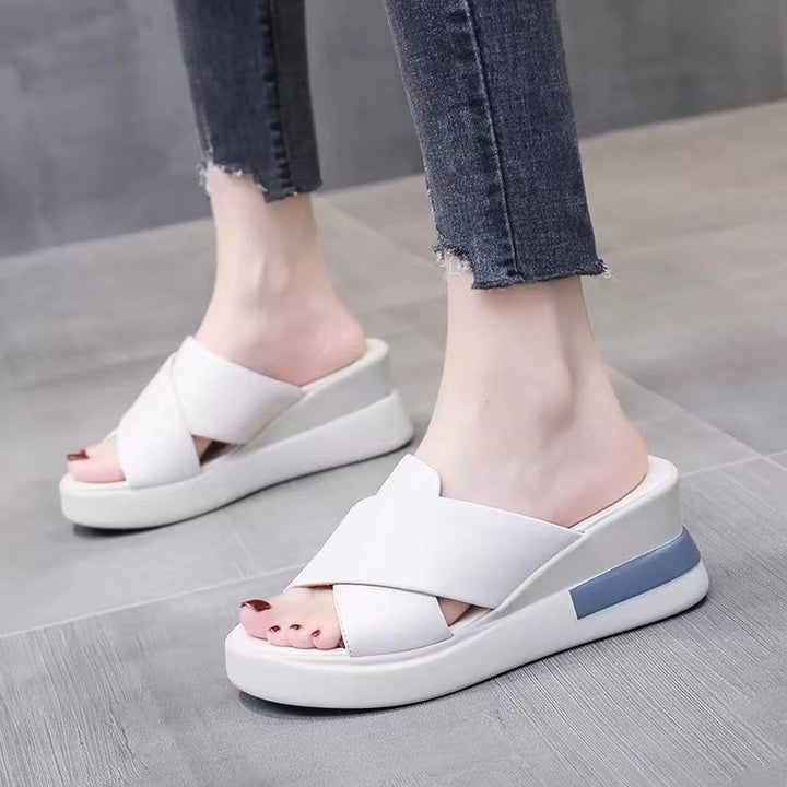 Dame Moderne Wedge-Pantoletten med elegant krydsbånd-design Stilla