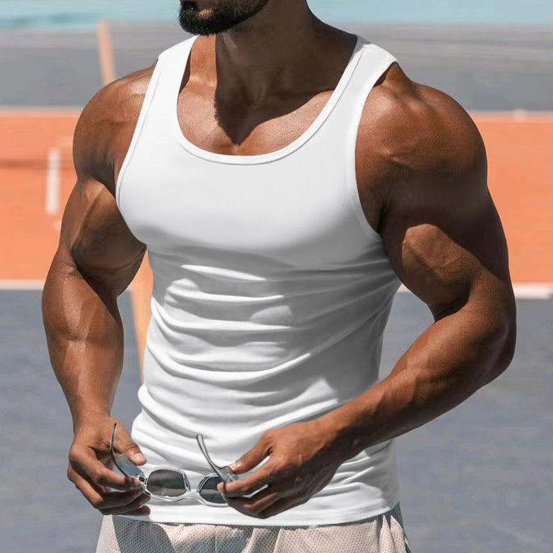 Herren nan figurbetonet funktionelt tanktop med høj armudskæring og stretch jersey Skovae