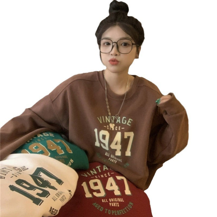 Dame Casual Oversized Sweatshirt med Vintage Print Skovae
