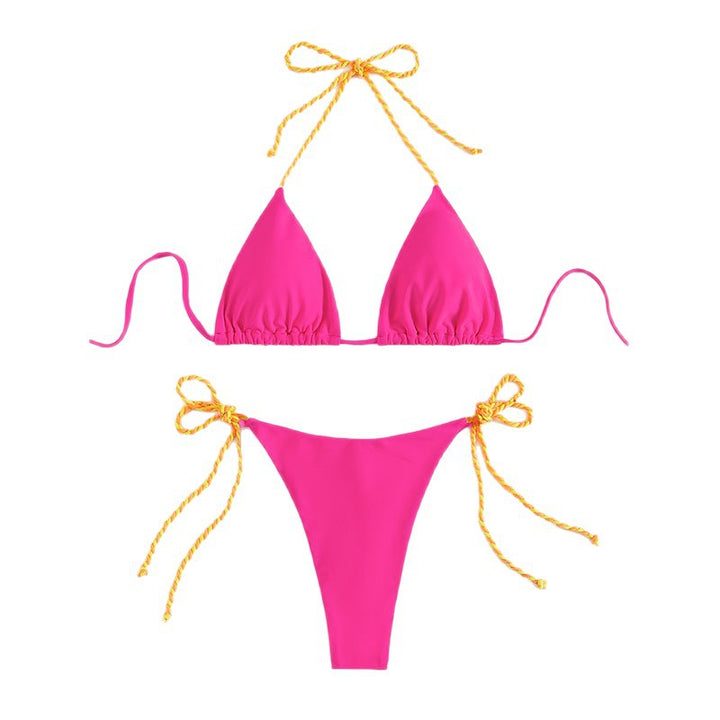 Dame triangel-bikini med justerbare stropper og farverige accenter Skovae