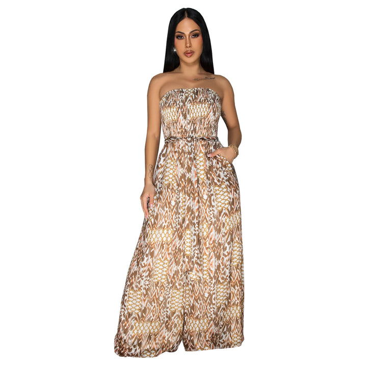 Dame Maxi-kjole med blomstret design og elastisk overdel Stilla