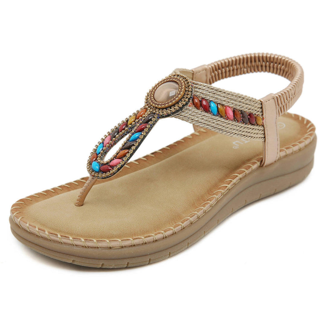 Dame flip-flops med farverige smykker og ergonomisk fodbund Stilla