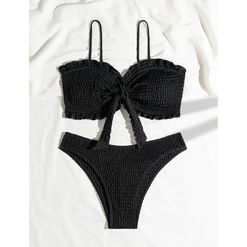 Dame Rynk Crop Top Bikini Sæt Stilla