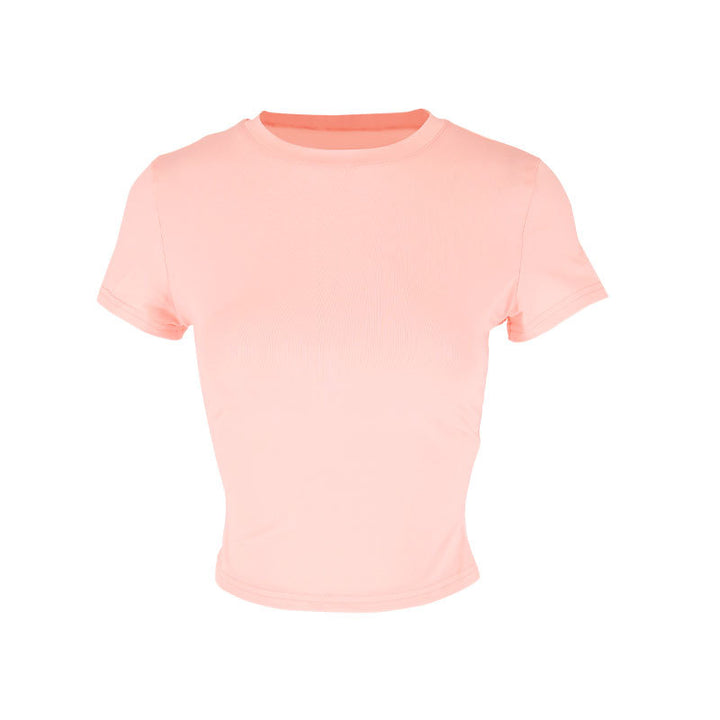 Dame tætsiddende Crop-Top med rund halsudskæring og elastisk materiale Skovae