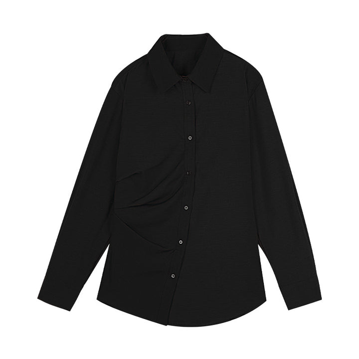 Dame langærmet bluse med innovativ rynkning og elegante knapdetaljer Stilla