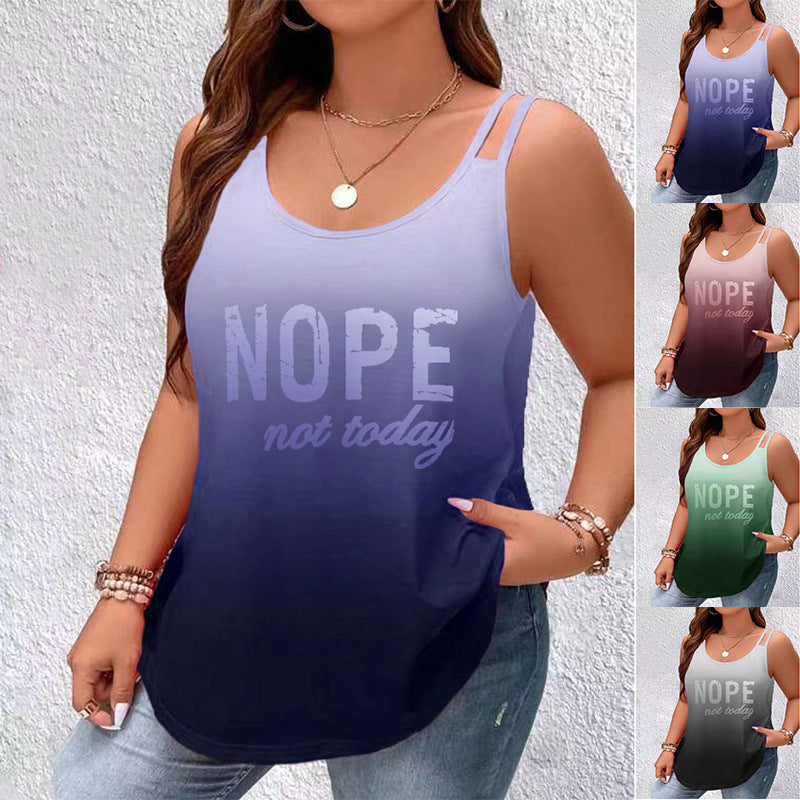Dame afslappet tanktop med moderne ombre-effekt og sjovt statement Stilla