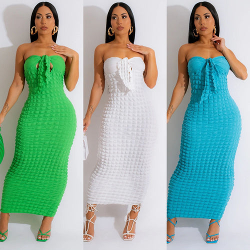 Dame Struktureret Strapless Maxi Kjole Stilla