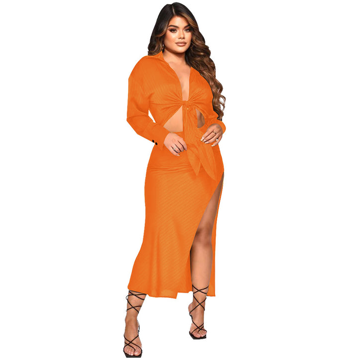 Dame elegant maxikjole med raffineret snit og dyb V-udskæring Stilla